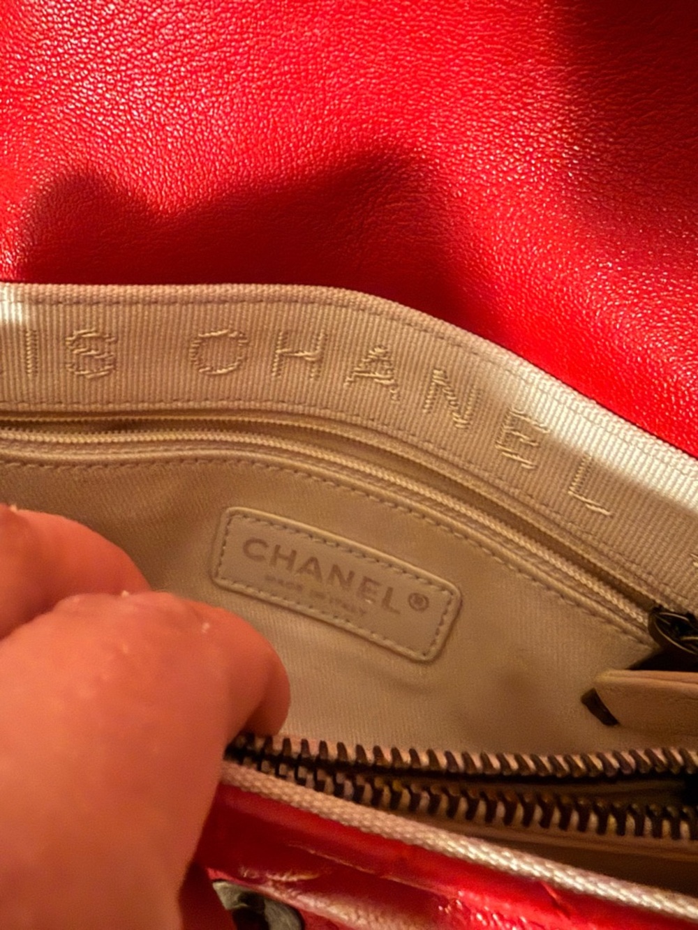 CHANEL CC MINI Lambskin Quilted Red Leather Shoulder Bag with Gunmetal Chain - Picture 12 of 16